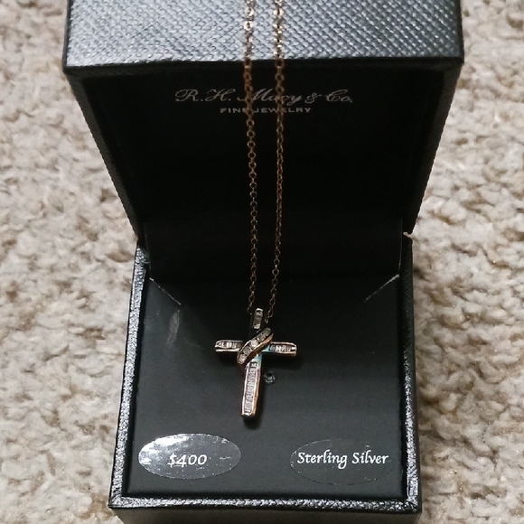 Macy's Jewelry - Macy's Diamond Cross18"Pendant Necklece(1/4ct. t.w)in14k Gold-plated Sterling SV